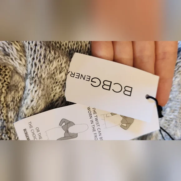 NWT BCBGeneration Twist Tie Cropped Sweater Heather Grey Size XXS - Picture 10 of 13